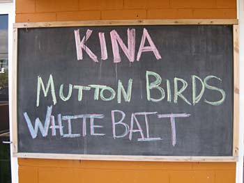 Kina, Mutton Birds, White Bait